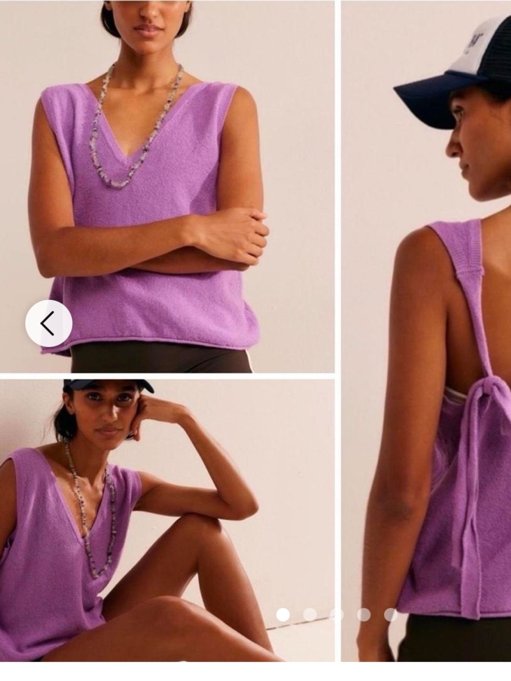 FP Beach Keiran Lavender Knit V-Neck Tank Top